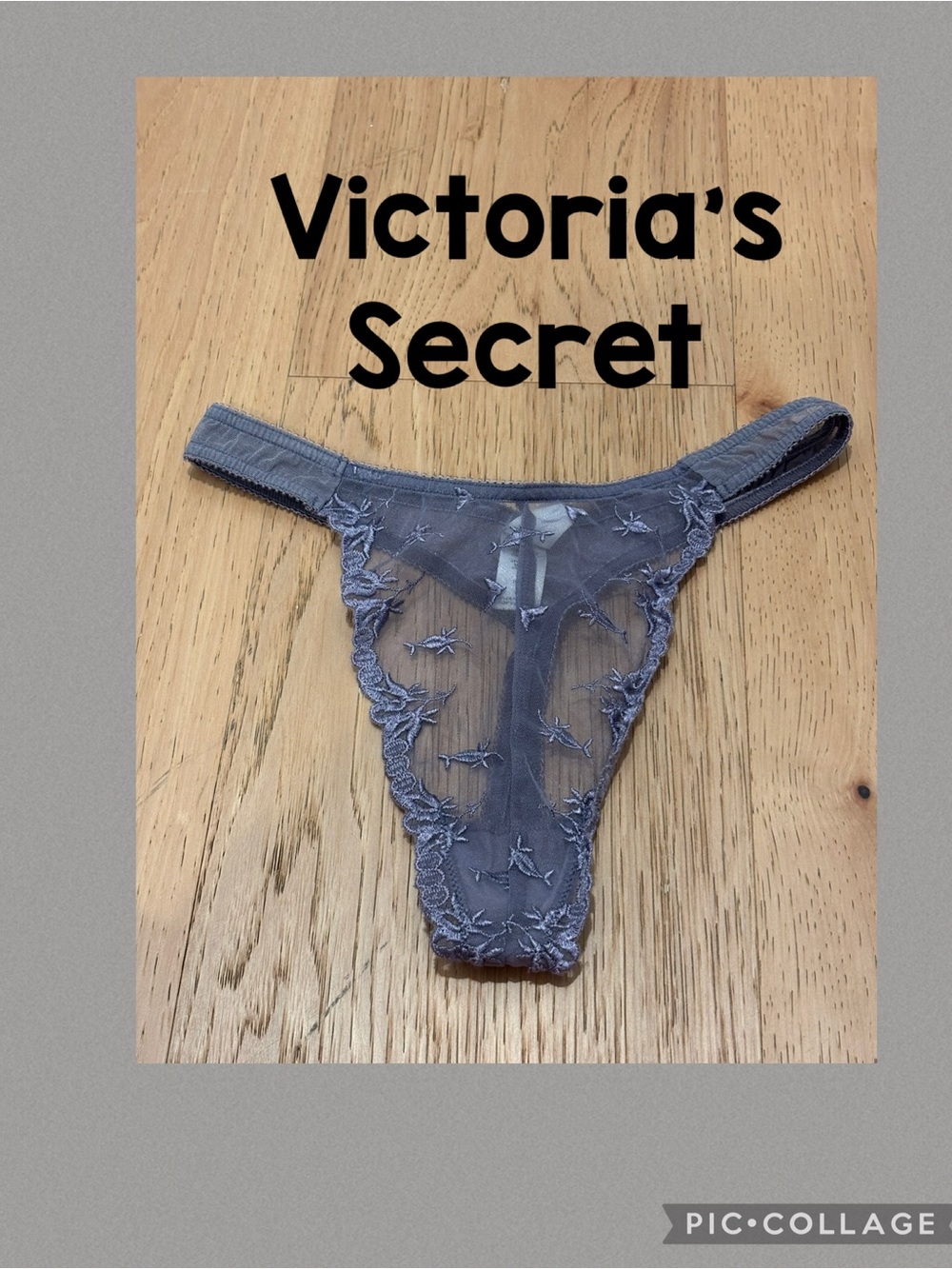 Victoria's Secret Sheer Lace Thong - Dusty purple Vintage 90s size M